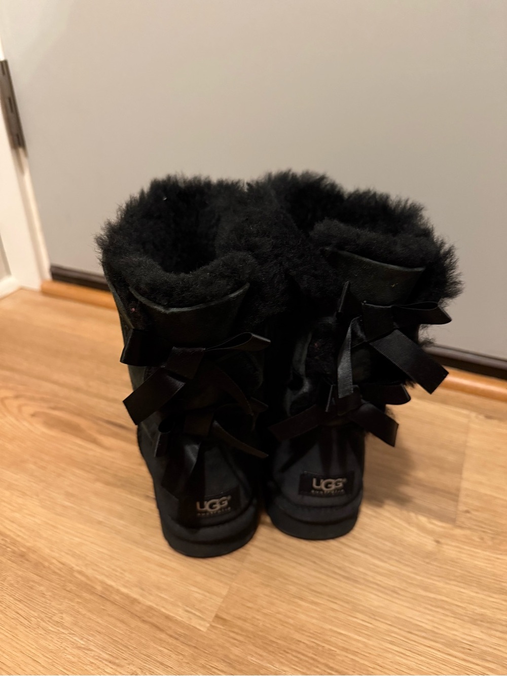 UGG Black Shearling Back-Bow Winter Boots